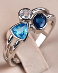 Vintage Blue Inlaid Crystal Ring