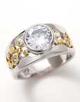 Vintage Inlaid Zirconia Gold & Silver Ring