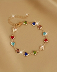 Colorful Heart Gold Bracelet