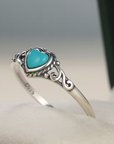 Blue Heart Silver Ring