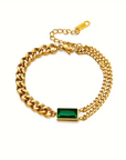 Emerald Bar Chain Bracelet
