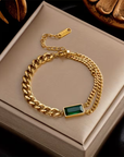 Emerald Bar Chain Bracelet