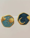 Sun & Moon Enamel Earrings