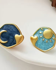 Sun & Moon Enamel Earrings