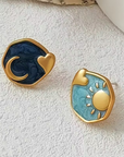 Sun & Moon Enamel Earrings
