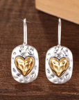 Golden Heart Pebble Drop Earrings