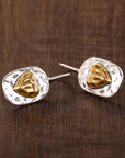 Golden Heart Pebble Drop Earrings