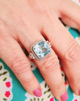 Blue Vintage Square Ring