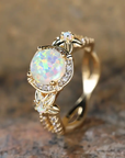 White Opal Rounded Sparkling Ring