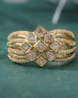 Bright Zirconia Flower Gold Ring