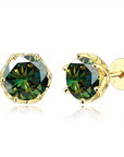 Moss Agate Rounded Stud Earrings
