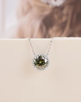 Moss Agate Geometric Round Necklace