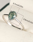 Moss Agate Stone Drop Silver Ring
