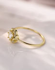 Flower Sparkling Zirconia Gold Ring