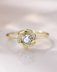 Flower Sparkling Zirconia Gold Ring