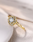 Flower Sparkling Zirconia Gold Ring
