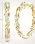 Gold Twisted Crystal Hoop Earrings