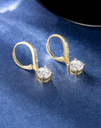 Crystal Rounded Dangle Gold Earrings