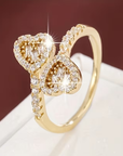 Adjustable Heart Shape Bright Gold Ring