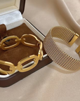 Gold Elegant Mesh Bracelet Set