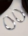 Retro Twisted Hoop Silver Earrings