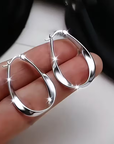 Retro Twisted Hoop Silver Earrings