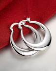Moon Hoop Silver Earrings