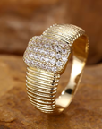Luxury Wide Zirconia Gold Ring