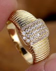 Luxury Wide Zirconia Gold Ring