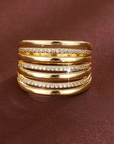 Wide Layer Zirconia Gold Ring