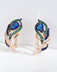 Blue Crystal Flower Elegant Earrings