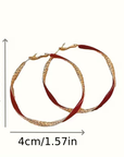 Red Zirconia Gold Hoop Earrings