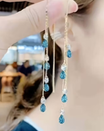 Elegant Droplet Rhinestone Tassel Earrings