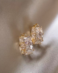 Inlaid Cubic Glass Gold Earrings