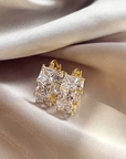 Inlaid Cubic Glass Gold Earrings