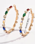 Colorful Zirconia Hoop Gold Earrings