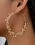 Elegant Boho Floral Hoop Earrings