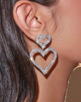 Elegant Double Crystal Heart Earrings
