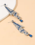 Elegant Blue Dangling Crystal Earrings