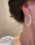 Pearl Twisted Hoop Earrings