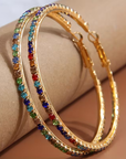 Elegant Rainbow Crystal Hoop Earrings