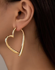 Large Heart Gold Earrings