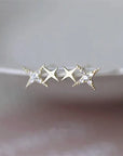 Star Stud Earrings with Zirconia in Gold