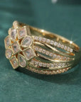 Bright Zirconia Flower Gold Ring