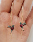 Hummingbird Enamel and Zirconia Earrings