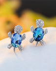 Sea Turtle Earrings in Zirconium and Silver