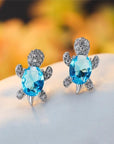 Sea Turtle Earrings in Zirconium and Silver