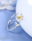 Silver Adjustable Sunflower Ring