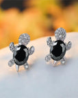 Sea Turtle Earrings in Zirconium and Silver