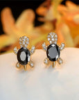 Sea Turtle Earrings in Zirconium and Silver